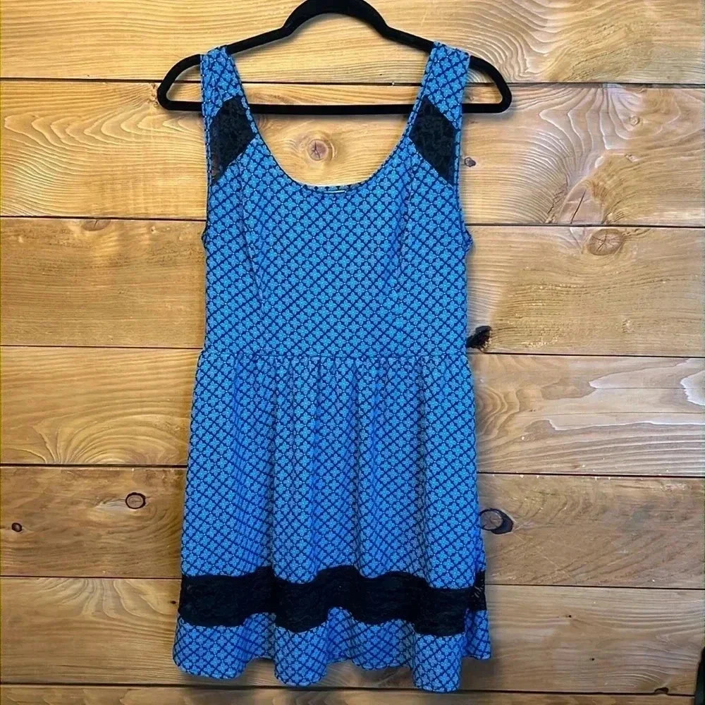 bar lll womens sheath dress Md mini‎ casual lace blue black geometric colorful